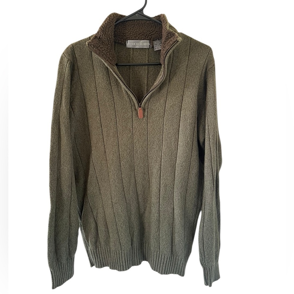 Oscar De La Renta Men’s Green Half-Zip Sweater